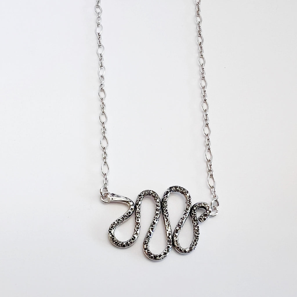 Slithering Snake Statement Necklace in Sterling Silver / Ready To Ship