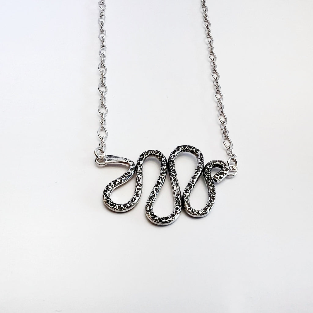 Slithering Snake Statement Necklace in Sterling Silver / Ready To Ship