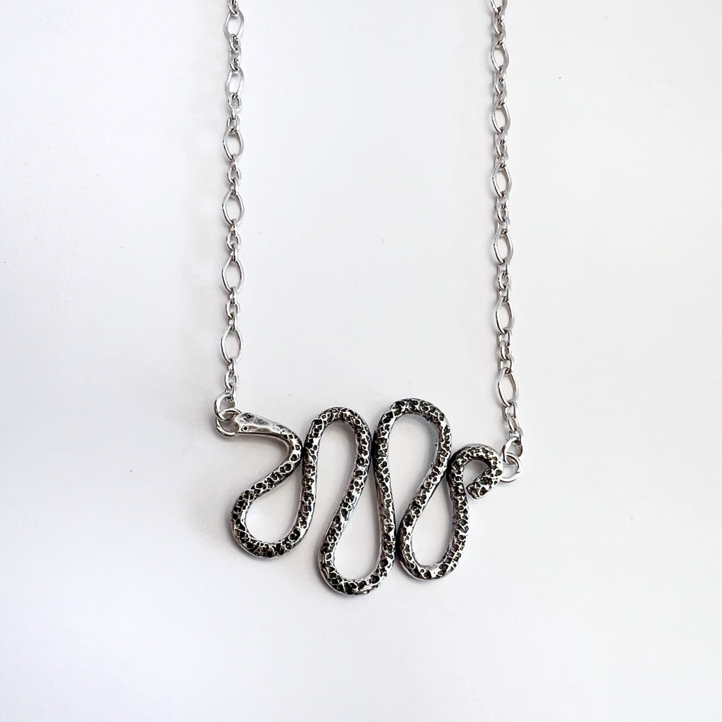 Slithering Snake Statement Necklace in Sterling Silver / Ready To Ship
