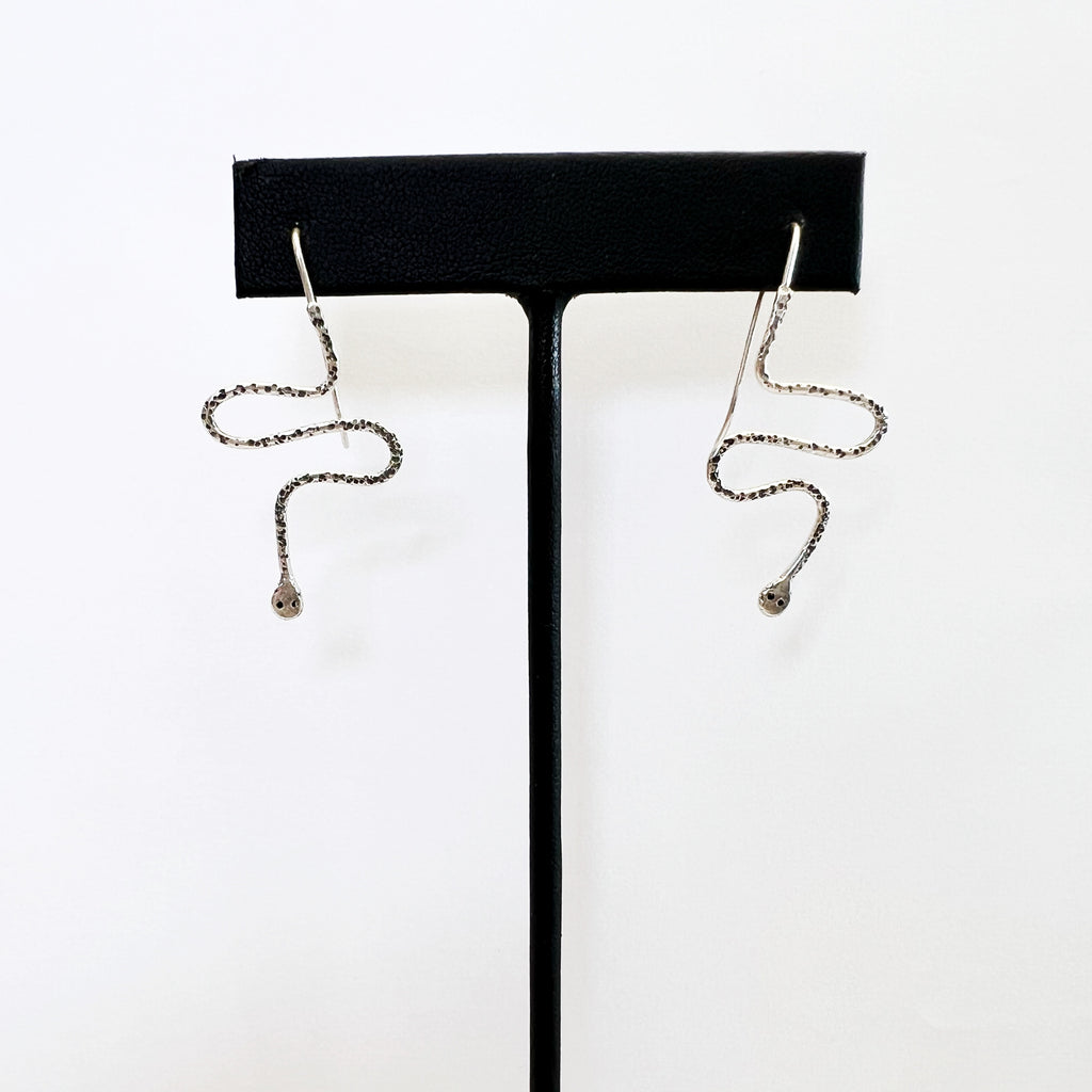 Slither Snake Drop Earrings in Sterling Silver / Ready to Ship