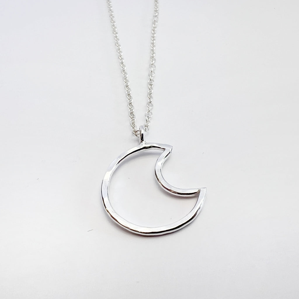 Open Moon Necklace in Sterling Silver / Ready to Ship