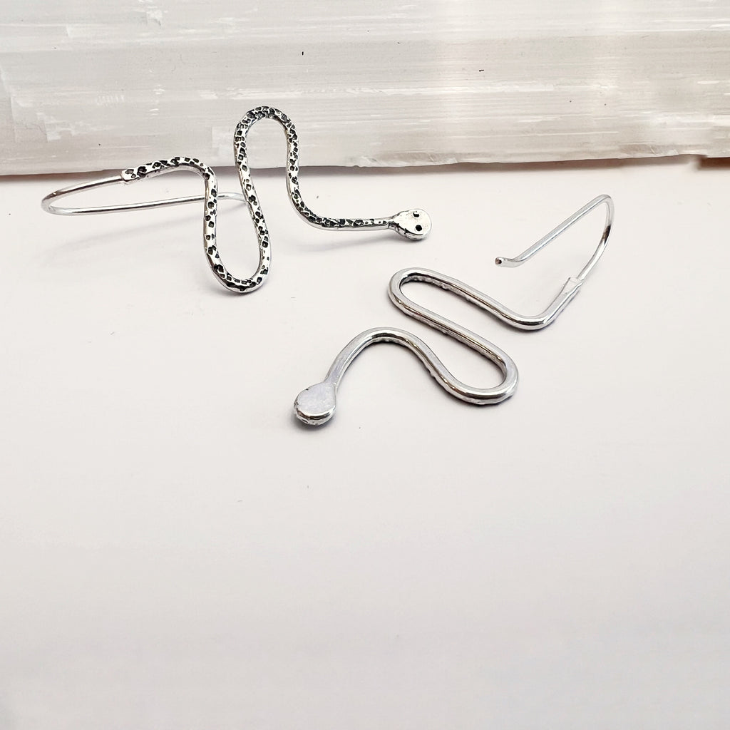 Slither Snake Drop Earrings in Sterling Silver / Ready to Ship