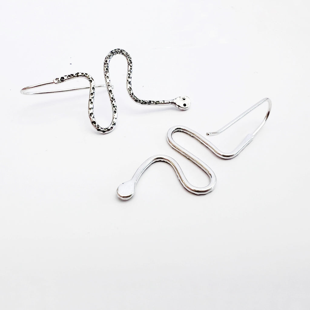 Slither Snake Drop Earrings in Sterling Silver / Ready to Ship
