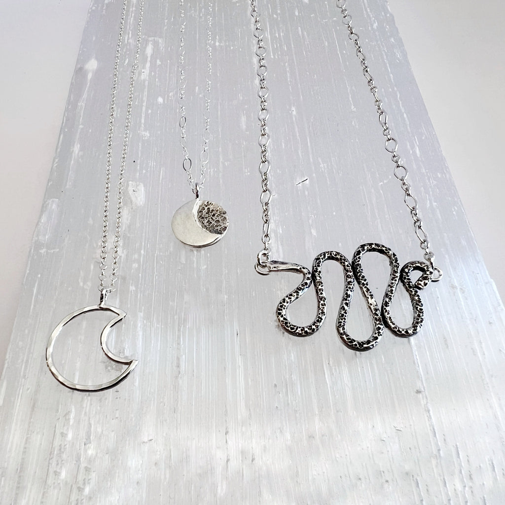 Full Moon Phase Necklace in Sterling Silver / Ready to Ship