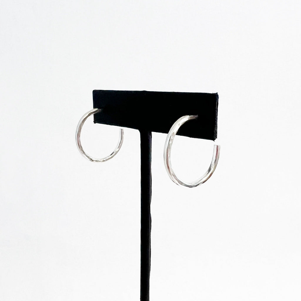 hammered hoop earrings in sterling silver