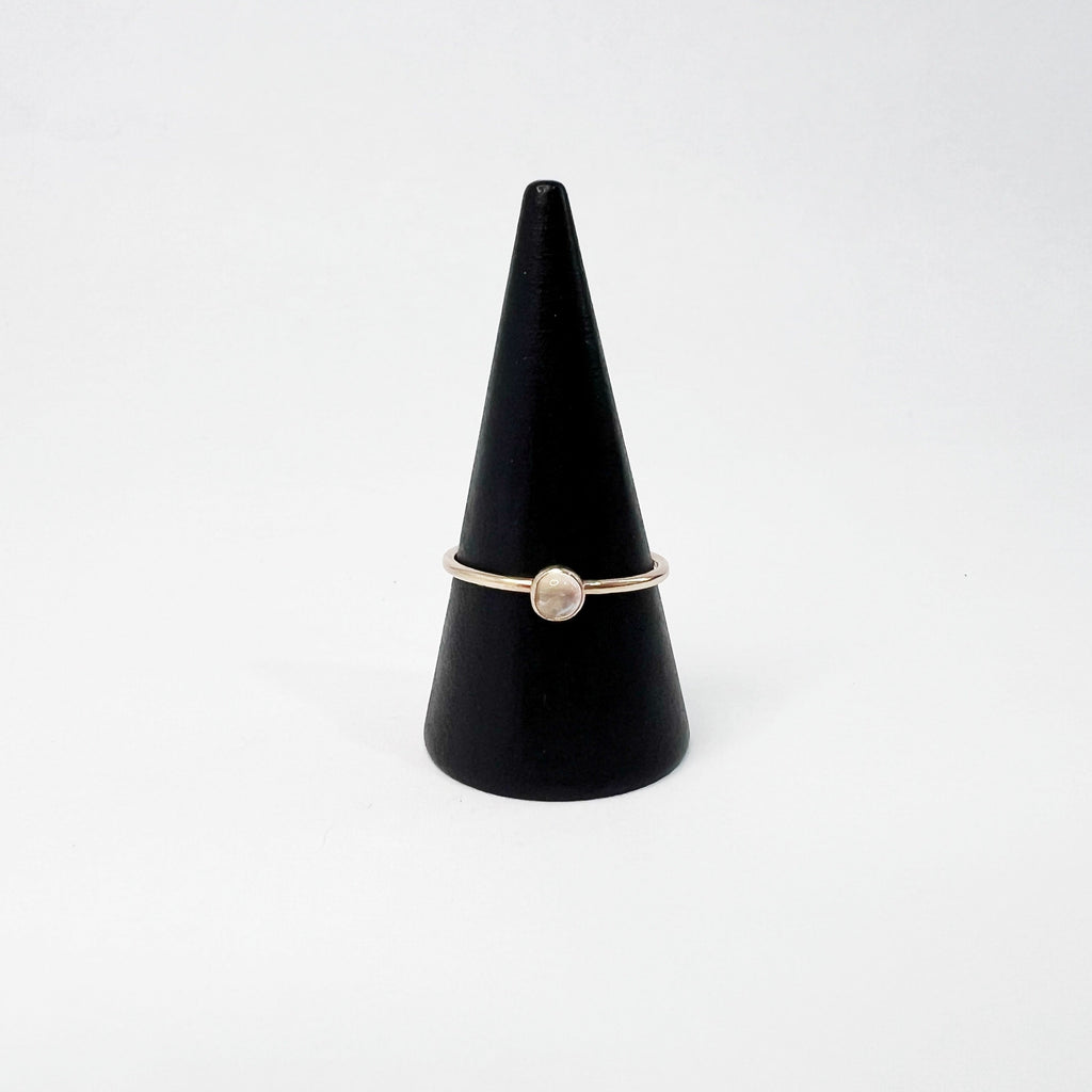 Moonstone Stacking Ring in 14 Karat Yellow Gold / ready to ship size 8