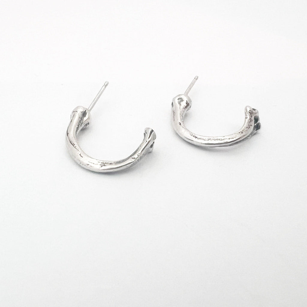 sterling silver bone hoop earrings