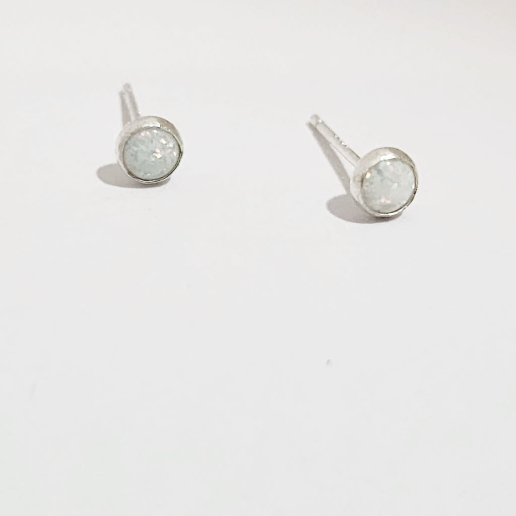 Opal Gemstone Stud Earrings in Sterling Silver