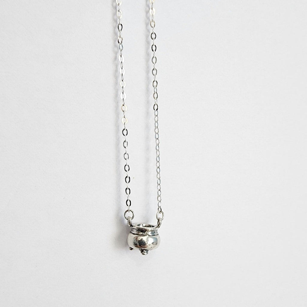 sterling silver dainty cauldron necklace