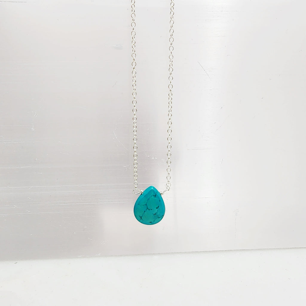 turquoise gemstone necklace in sterling silver