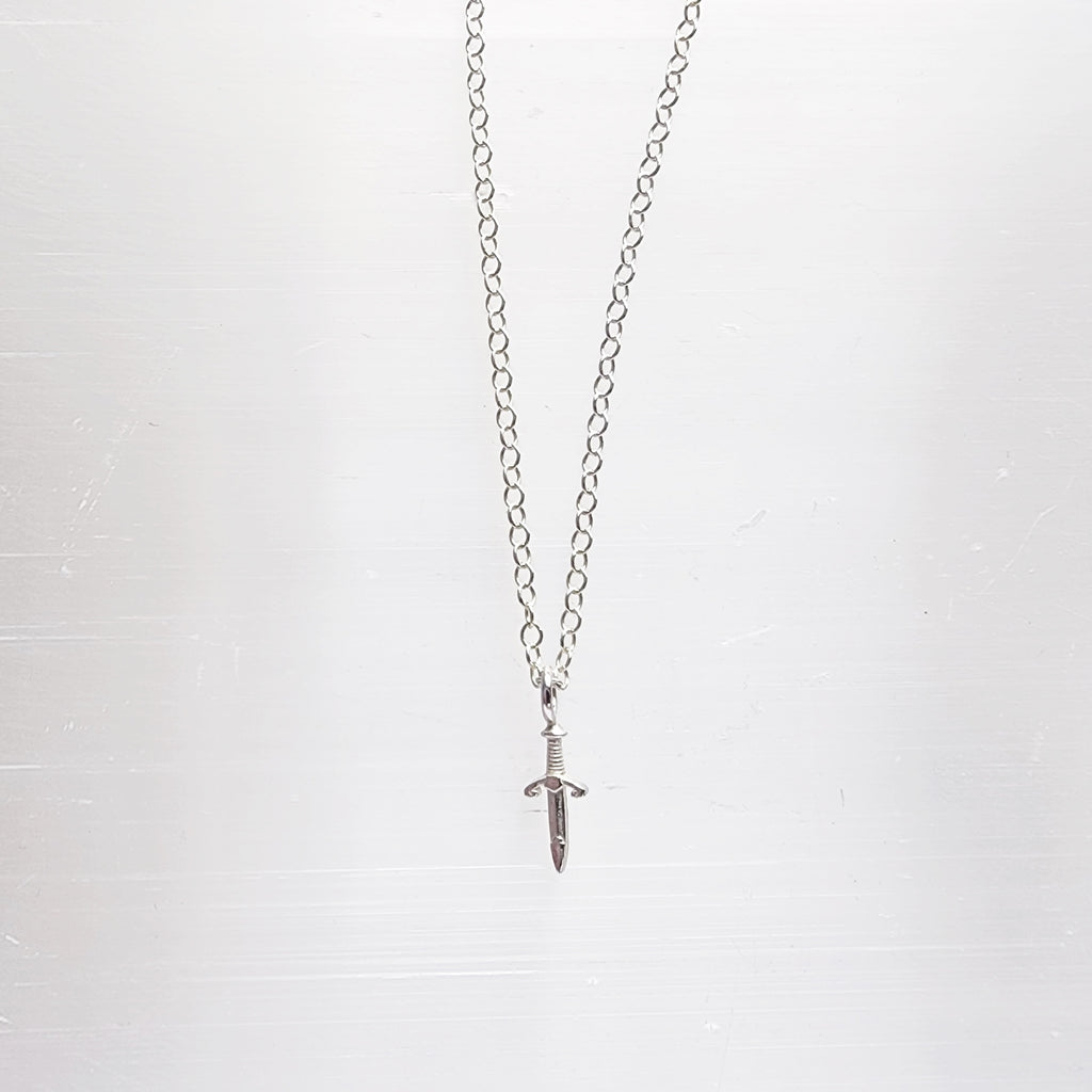 dainty sword layering necklace in sterling silver 