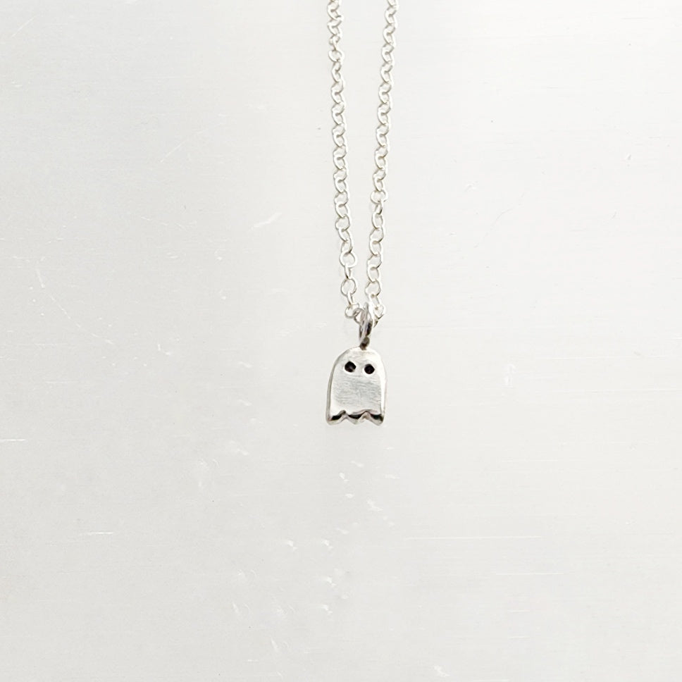 halloween ghost charm necklace in sterling silver