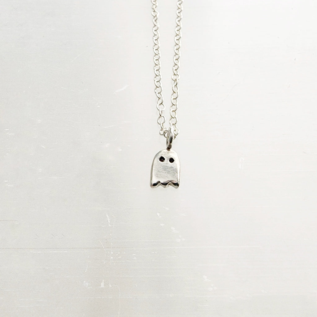 Sterling Silver Ghost Charm Layering Necklace / ready to ship
