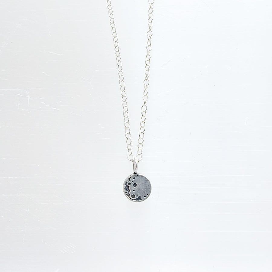 full moon sterling silver layering necklace