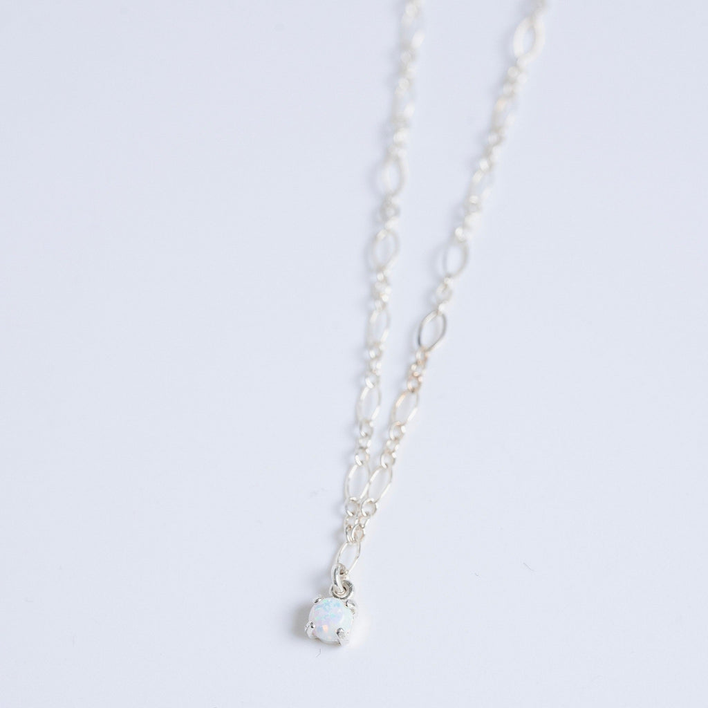 opal layering necklace in sterling silver