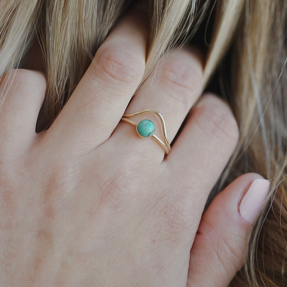 Hammered Curve Stacking Ring in 14 Karat Yellow Gold