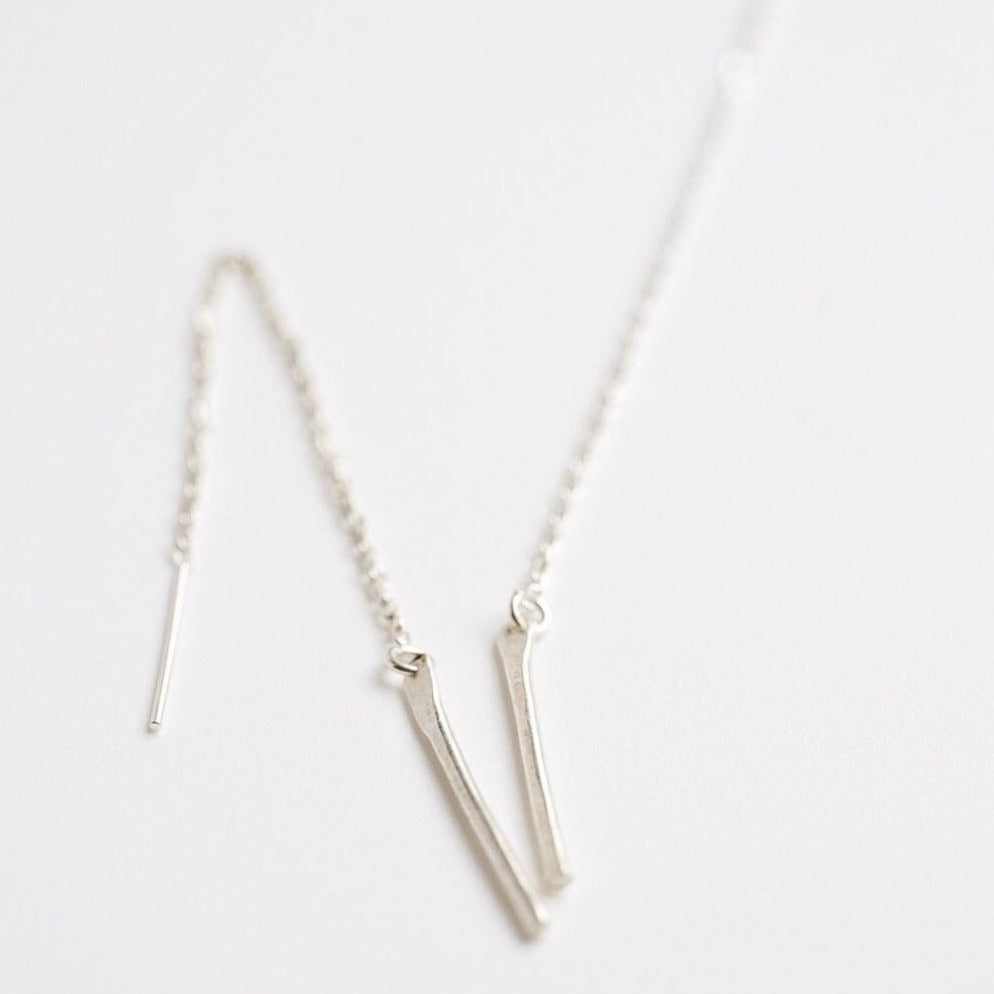 sterling silver hammered bar threaders