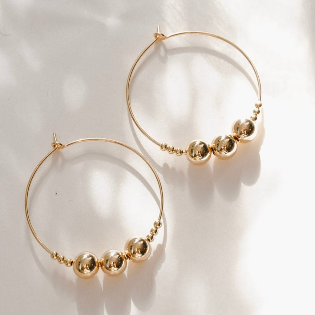 gold fill beaded hoop earrings