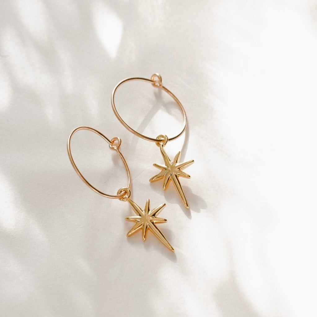 Starburst Hoop Earrings in 14 Karat Gold Fill