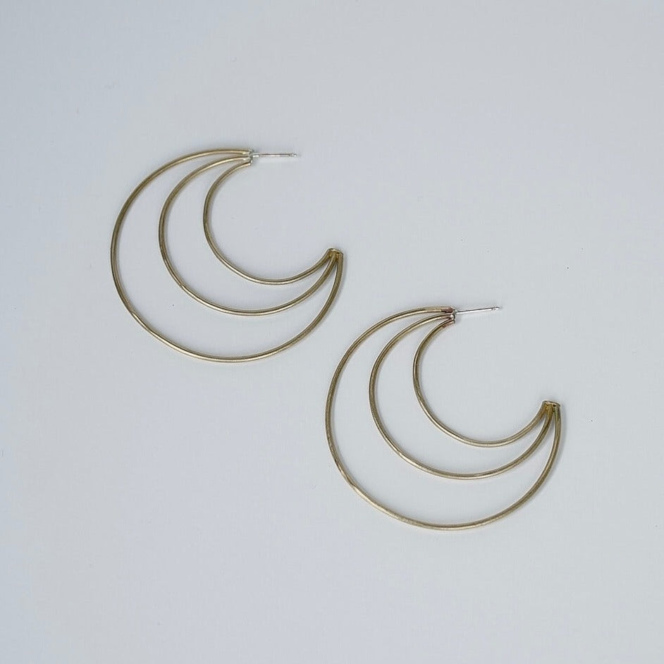 Triple Frame Hoop Earrings - Choose Your Metal / Ready to ship in Brass