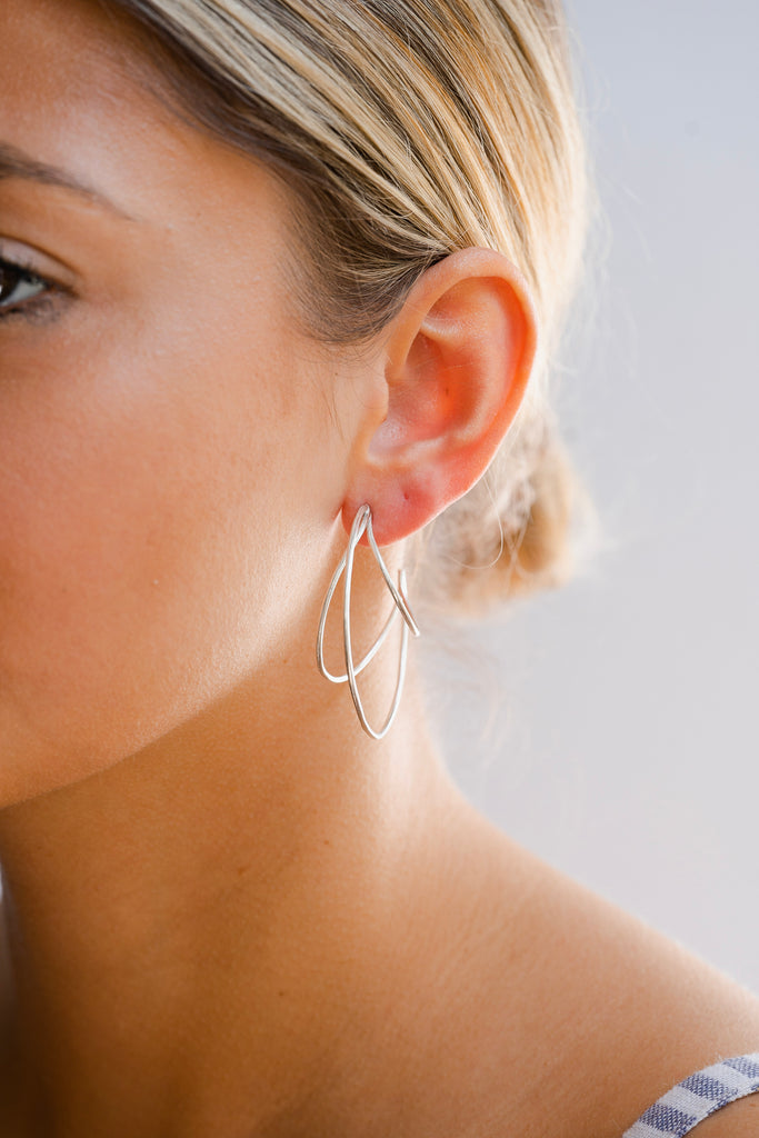 Triple Frame Hoop Earrings - Choose Your Metal / Ready to ship in Brass