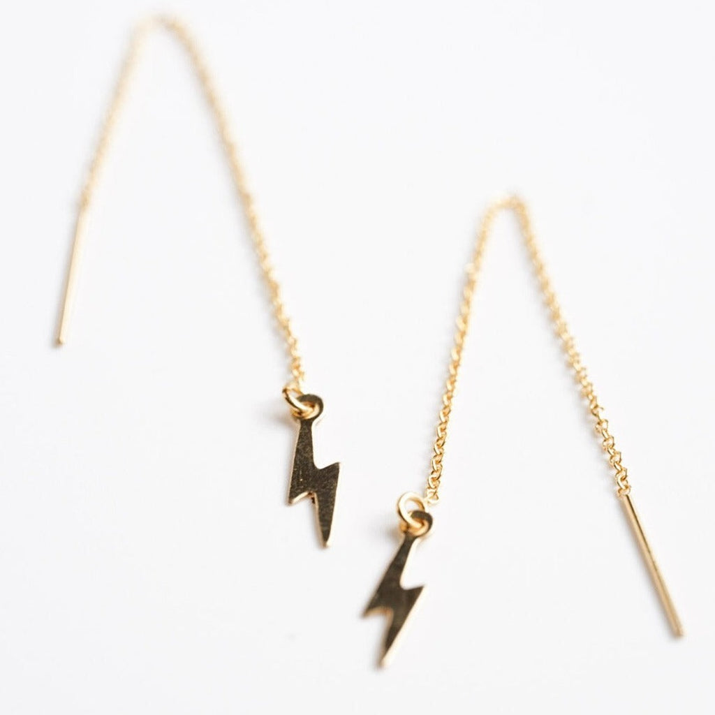 Lightning Bolt Threader Earrings - Choose Your Metal