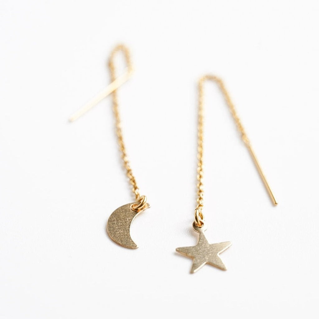 Moon and Star Earring Threaders - Choose Your Metal
