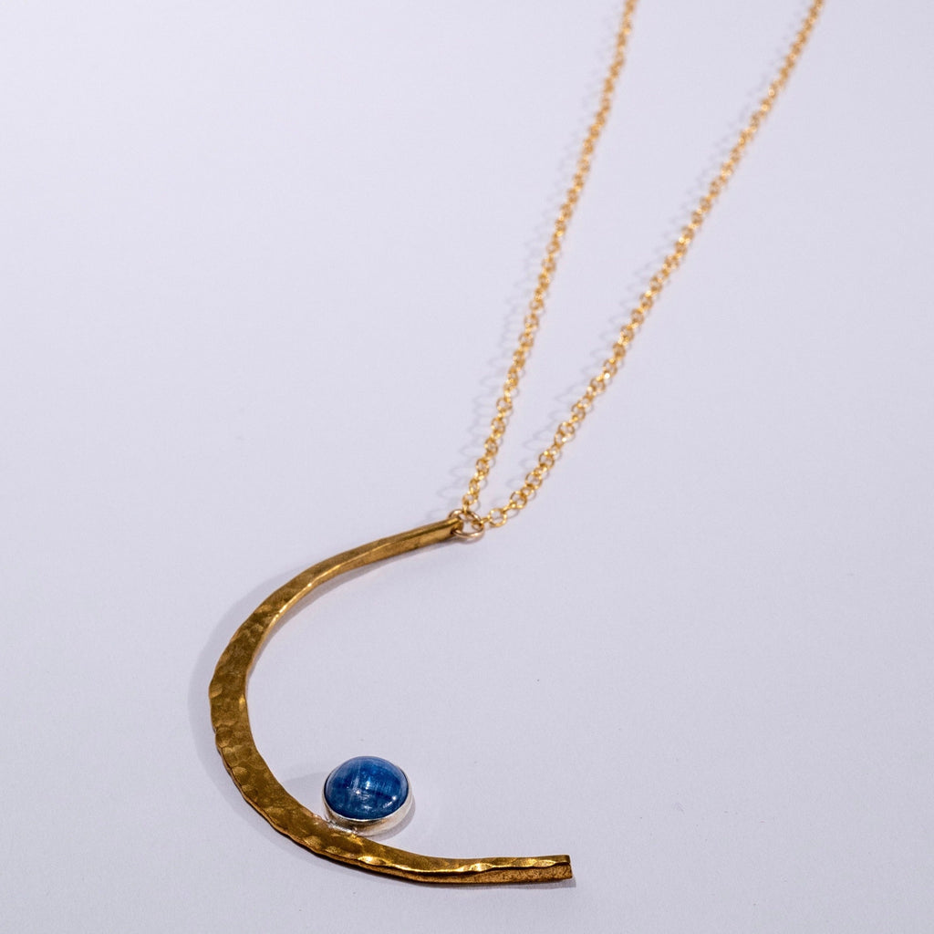 gold hammered moon necklace