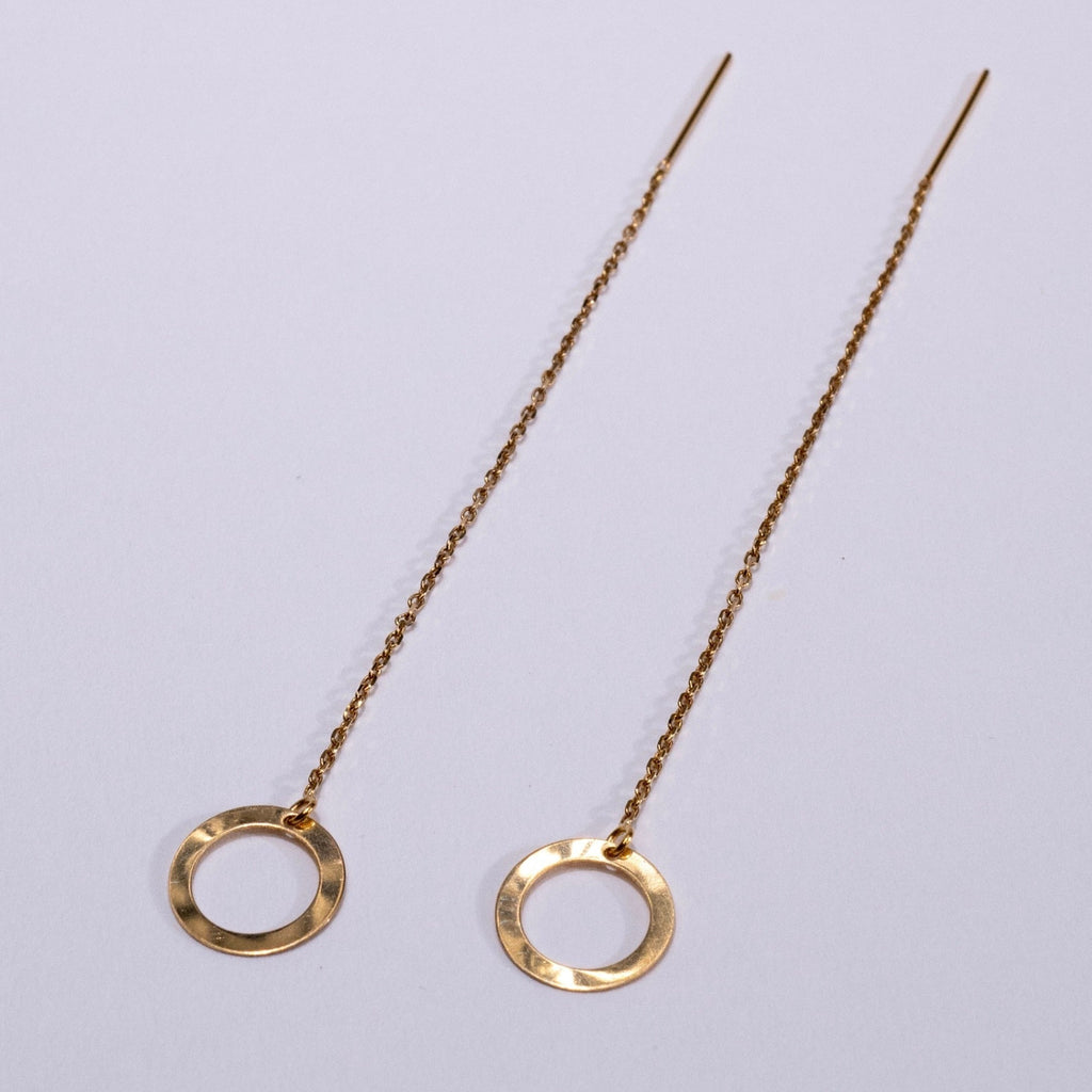 geometric circle threader earrings 