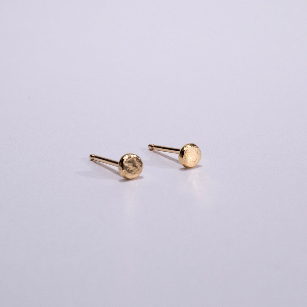 recycled gold pebble studs in sterling silver