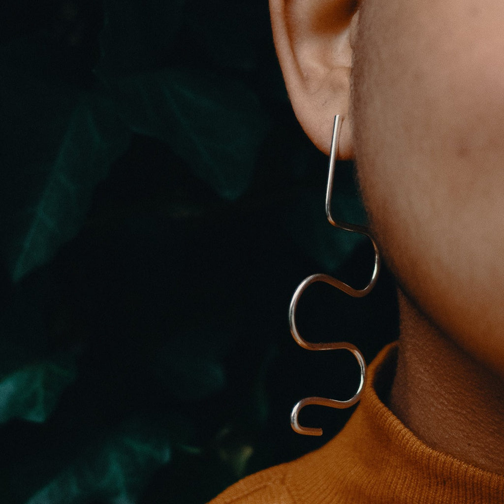Squiggle Drop Statement Earrings - Choose your Metal / ready to ship