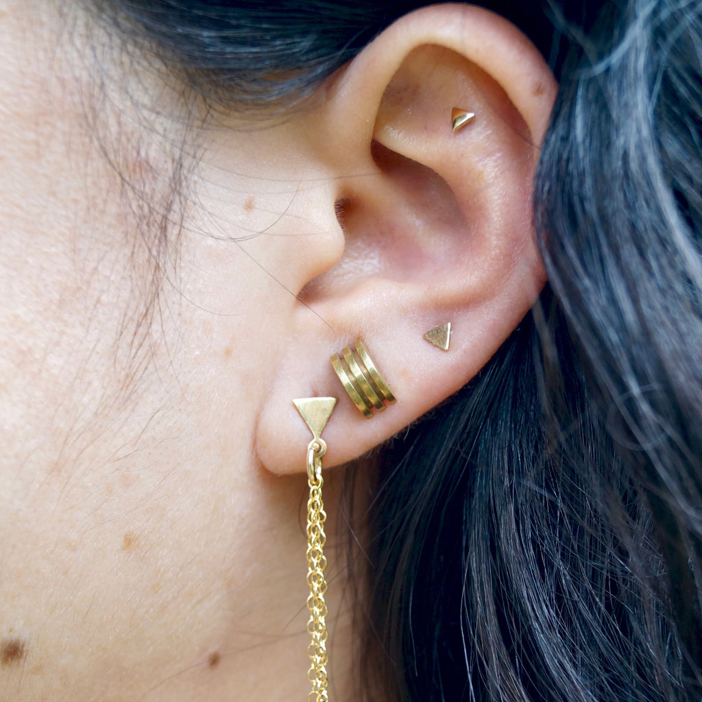 Semi Circle Pop Stud Earrings in Brass