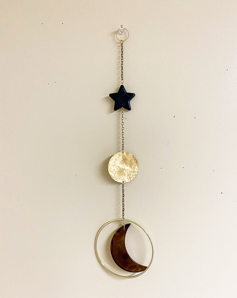 Star and Moon Celestial Gemstone Wall Hanging