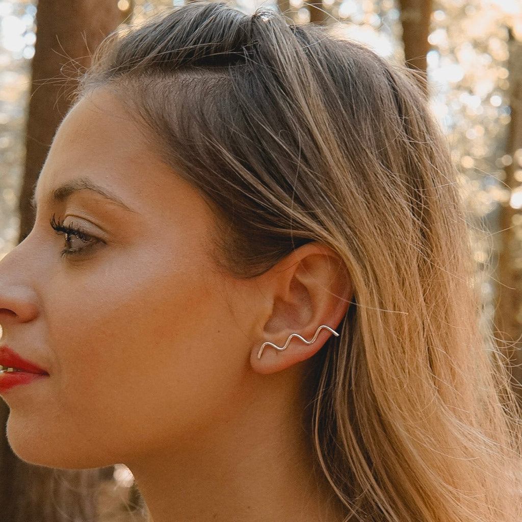 Squiggle Ear Climbers in Sterling Silver
