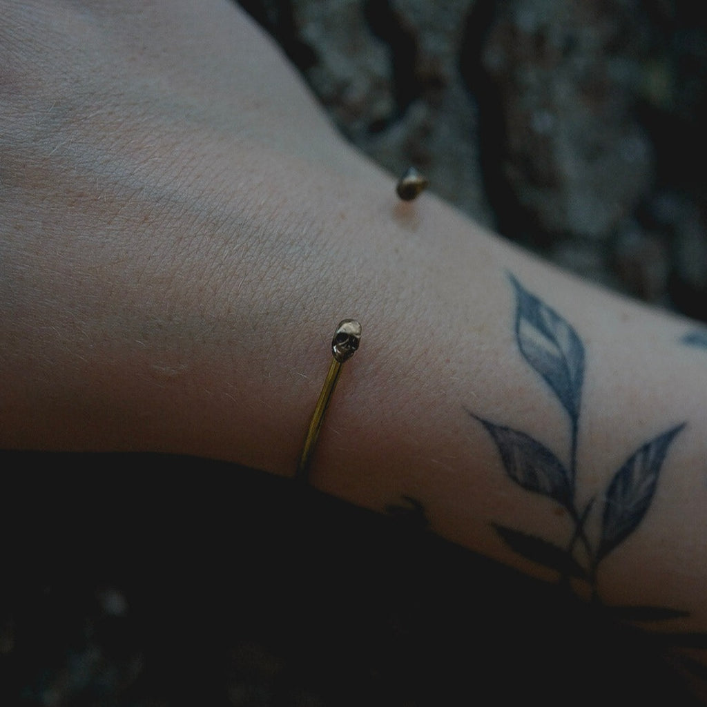 Petite Skull Cuff Bracelet in Sterling Silver