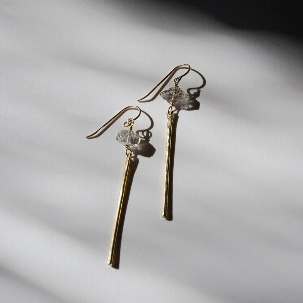 Quartz Gemstone Bar Earrings - Choose Your Metal / Ready to ship
