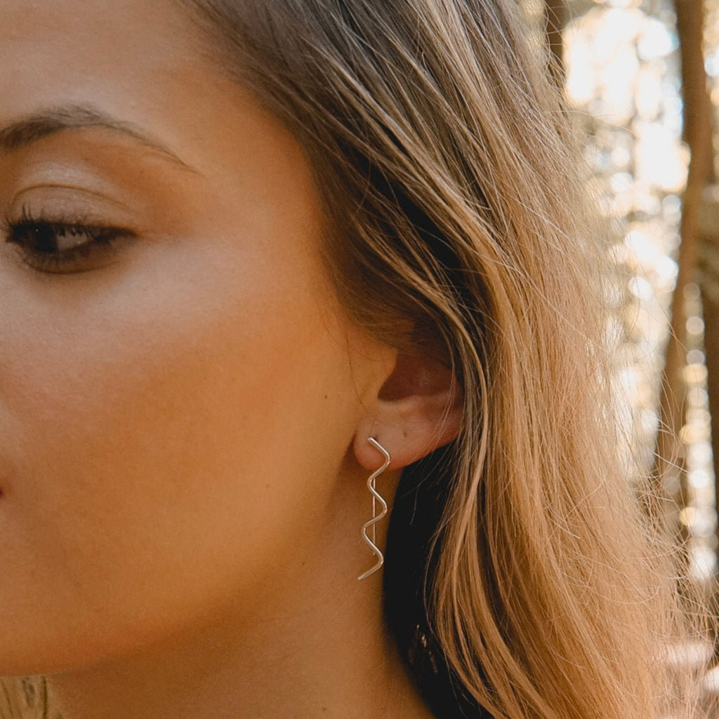 Squiggle Ear Climbers in Sterling Silver