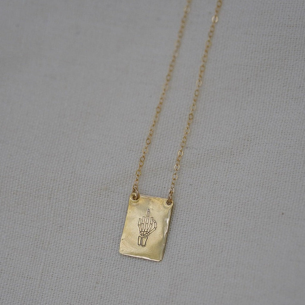 Skeleton Middle Finger Necklace - Choose Your Metal