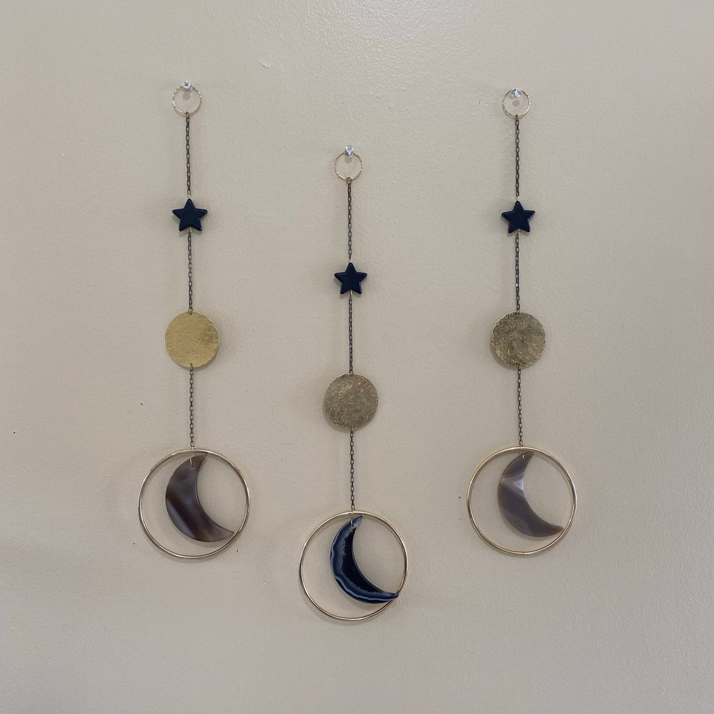 Star and Moon Celestial Gemstone Wall Hanging