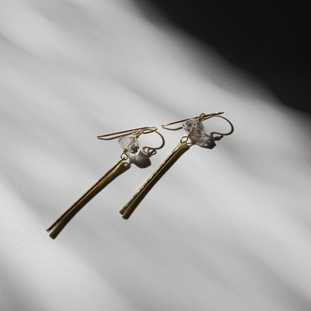 Quartz Gemstone Bar Earrings - Choose Your Metal / Ready to ship